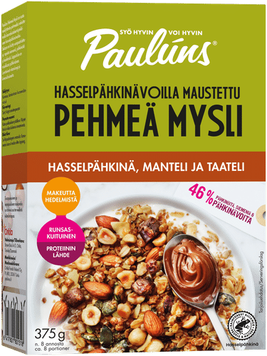 Paulúns hasselpähkinä-manteli-taateli pehmeä mysli 375g｜Pauluns Paulúns榛子-杏仁-枣软麦片 375g