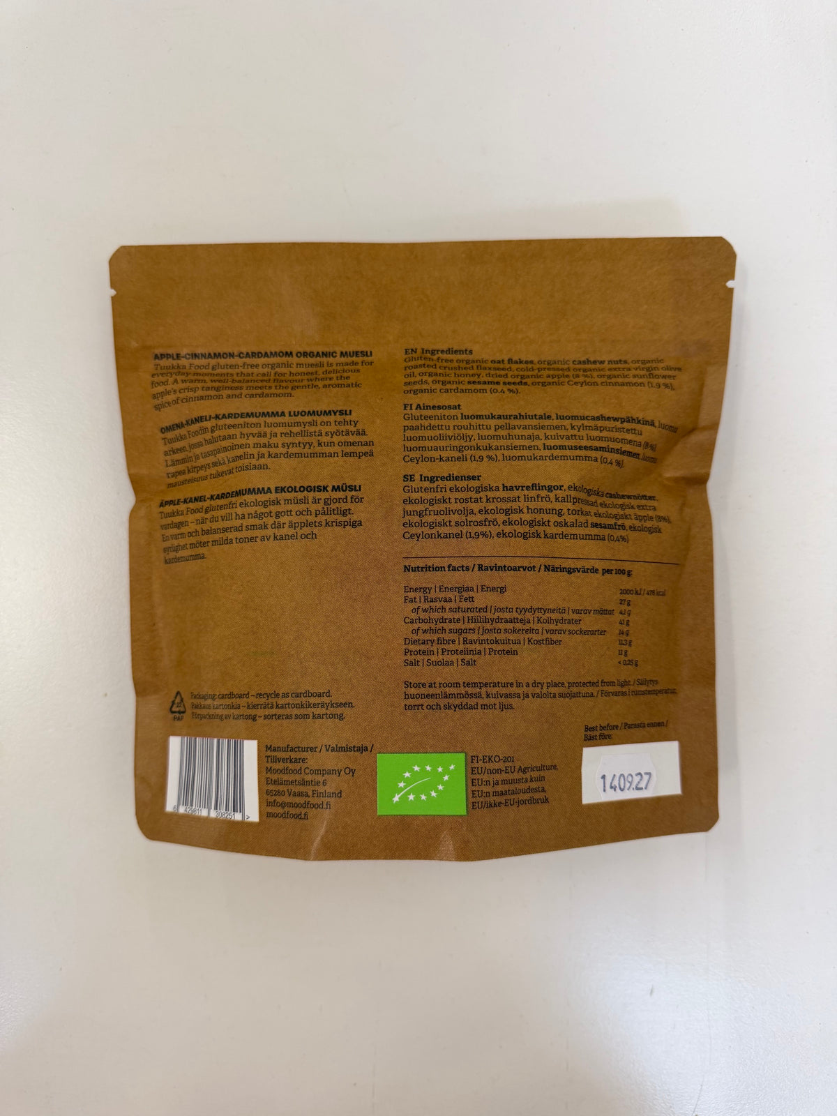 Tuukka Food有机无麸质苹果肉桂软烤燕麦 300g