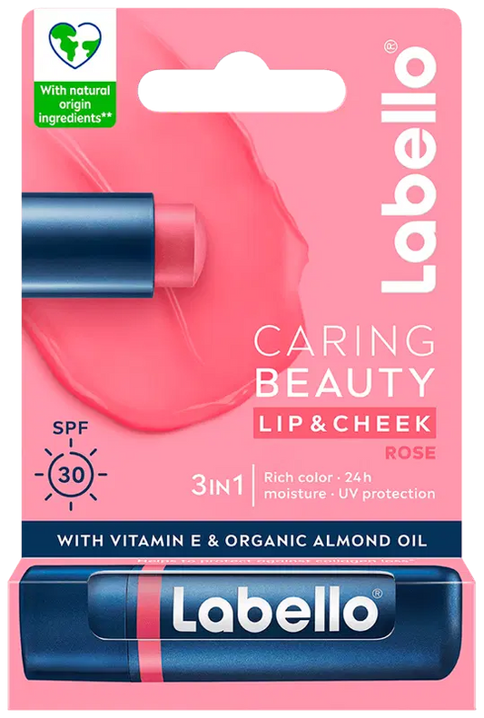 Labello 4,8g Caring Beauty Rose 唇颊两用调色霜｜Labello 4,8g Caring Beauty Rose - sävyttävä voide huulille ja poskille