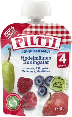 Piltti 北部风味 90g 水果味女王水果泥 4个月便携装｜Piltti Pohjoisen maut 90g Hedelmäinen Kuningatar hedelmäsose 4kk annospussi