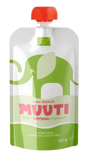 Muuti 有机梨覆盆子香蕉果泥 110g 6个月｜Muuti luomu päärynä vadelma banaani smoothie 110g 6kk