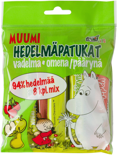 Muumi 水果棒 覆盆子与苹果-梨 8支装 120 g｜Muumi hedelmäpatukat vadelma ja omena-päärynä 8 kpl 120 g