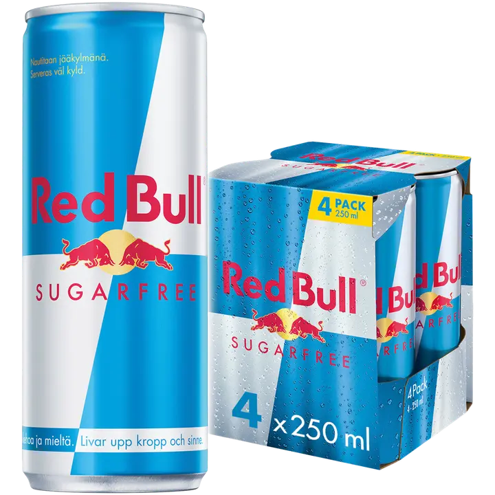Red Bull Energiajuoma Sugarfree 4 x 250ml｜Red Bull 无糖能量饮料 4 x 250ml