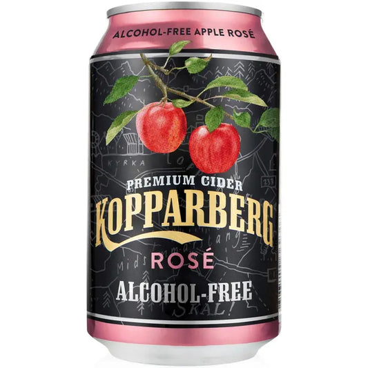 Premium Cider Kopparberg Apple Rosé 0%, Alkoholiton omenasiideri tölkki 33cl｜Kopparberg 优质苹果饮品 Kopparberg 苹果桃红 0%，0度苹果饮品罐装 33cl