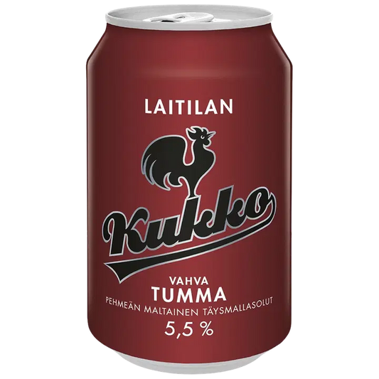 Laitilan Kukko Vahva Tumma Lager 5,5 til-% 0,33L olut｜Laitilan Kukko 浓烈黑饮料 5.5 vol% 0.33L 饮料