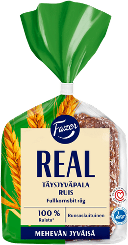 Fazer Real Täysjyväpala 100% ruis 4kpl 280g｜Fazer Real 全麦黑麦面包块 100%黑麦 4片 280g