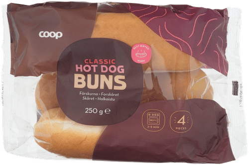 Coop hot dog sämpylät 250 g 4 kpl｜Coop 热狗面包 250克 4 kpl