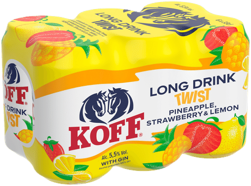 Koff 6罐装Koff长饮Twist菠萝草莓柠檬5.5%罐装 0,33 L