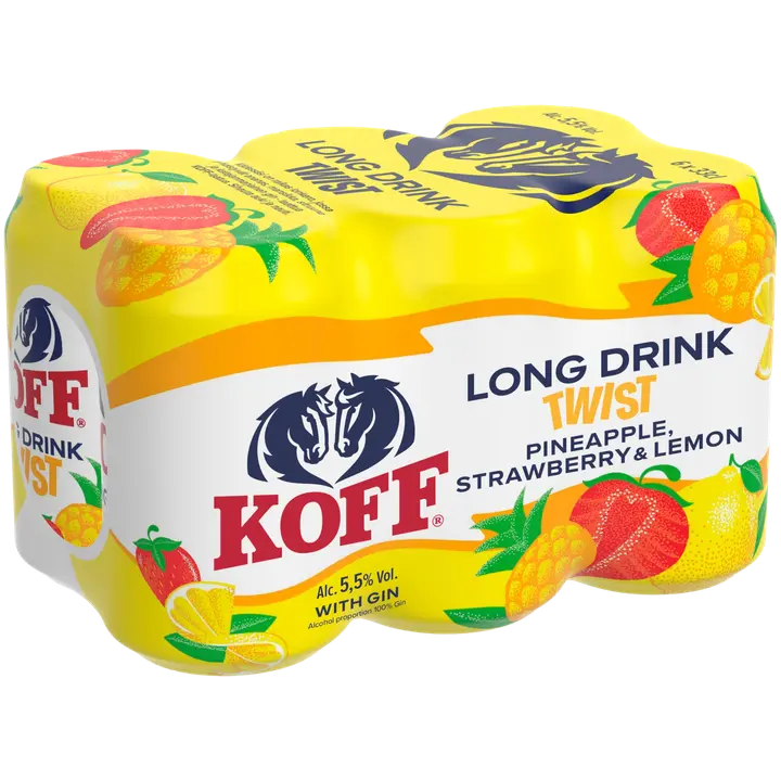 6-pack Koff Long Drink Twist Pineapple Strawberry Lemon long drink 5,5 % tölkki 0,33 L｜Koff 6 件装 Koff 长饮 Twist 菠萝草莓柠檬长饮 5.5% 罐装 0,33 L