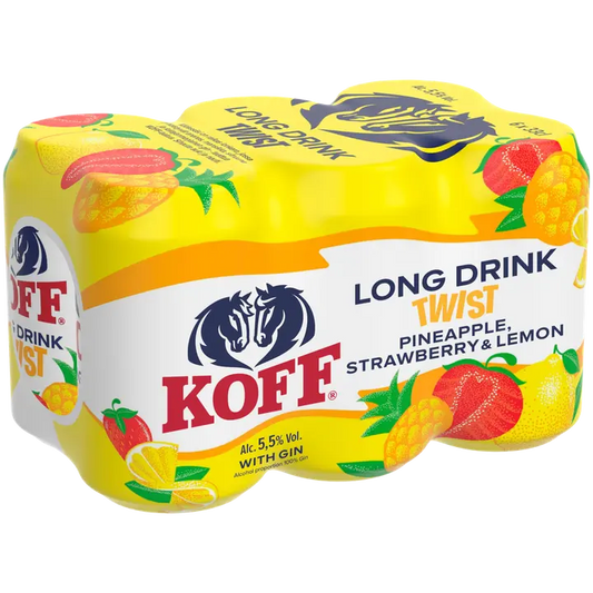6-pack Koff Long Drink Twist Pineapple Strawberry Lemon long drink 5,5 % tölkki 0,33 L｜Koff 6 件装 Koff 长饮 Twist 菠萝草莓柠檬长饮 5.5% 罐装 0,33 L