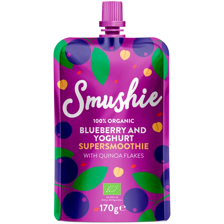 Smushie luomu mustikka jogurtti kvinoa smoothie 170g｜Smushie 有机蓝莓酸奶藜麦冰沙 170g