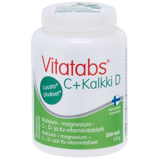 Vitatabs C + Kalkki D kalsium-magnesium-C-, D- ja K2-vitamiinitabletti 200 tabl-Vitatabs C+青柠D钙镁维生素C、D、K2片剂200片