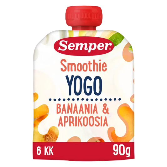 Semper Yogo Smoothie Banaani & aprikoosi 6kk jogurtti-hedelmäsose 90g｜Semper Yogo Smoothie 香蕉杏子 6 个月酸奶果泥 90g