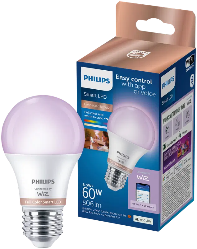 Philips Smart Lighting LED灯丝灯泡9W A60 E27 2200-6500K 806流明RGB