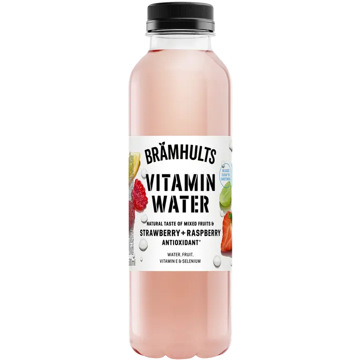 Brämhults Vitamin Water vitaminoitu ja seleenillä täydennetty Rypäle-sitruuna-mansikka-vadelmajuoma 0,5 L｜Brämhults 维生素水 维生素水 补充硒 葡萄柠檬草莓覆盆子饮料 0,5 L