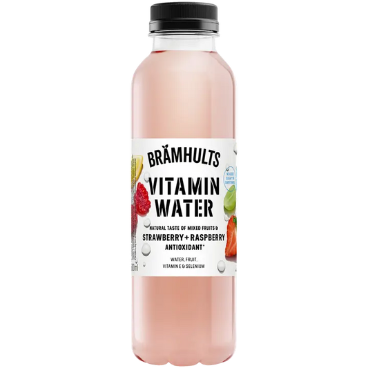 Brämhults Vitamin Water vitaminoitu ja seleenillä täydennetty Rypäle-sitruuna-mansikka-vadelmajuoma 0,5 L｜Brämhults 维生素水 维生素水 补充硒 葡萄柠檬草莓覆盆子饮料 0,5 L