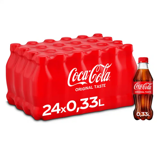 24-pack Coca-Cola Original Taste virvoitusjuoma muovipullo 0,33 L｜Coca-Cola 24瓶装可口可乐原味软饮料塑料瓶 0,33 L