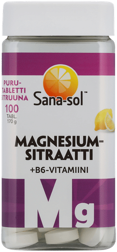 Sana-sol 柠檬酸镁+维生素B6 柠檬味咀嚼片 膳食补充剂 100tabl