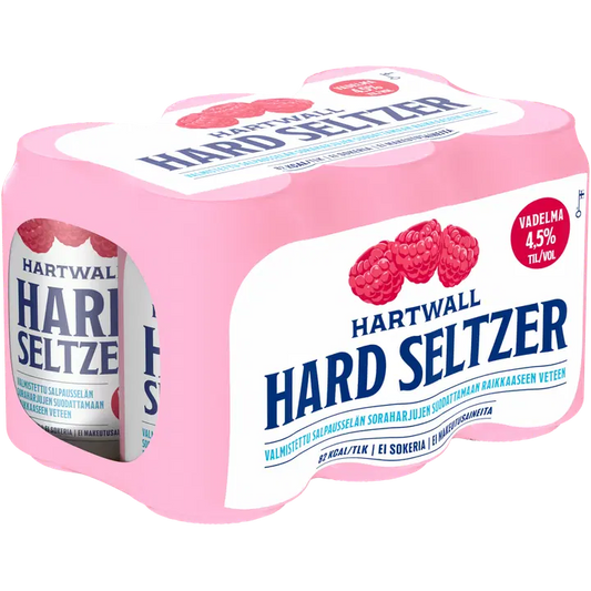 6 x Hartwall Hard Seltzer Vadelma 4,5% 0,33 l｜Hartwall Hard Seltzer 6 x Hartwall 硬苏打水覆盆子 4.5% 0,33 l