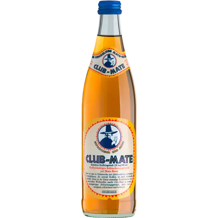 Club Mate 0,5l virvoitusjuoma, sisältää luonnollista kofeiinia｜Club Mate 0.5升软饮料，含有天然咖啡因