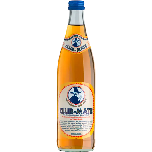Club Mate 0,5l virvoitusjuoma, sisältää luonnollista kofeiinia｜Club Mate 0.5升软饮料，含有天然咖啡因