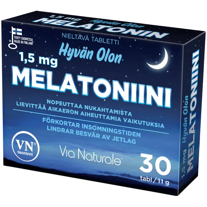 Hyvän Olon Melatoniini 1,5 mg 30 tabl Via Naturale-Via Naturale Hyvän Olon 褪黑激素 1.5 毫克 30 片 Via Naturale