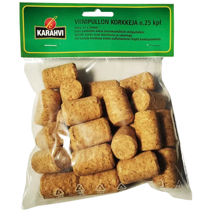 Karahvi Luonnonkorkit 19/23x33mm 25 kpl｜Karahvi 天然瓶盖 19/23x33mm 25 kpl