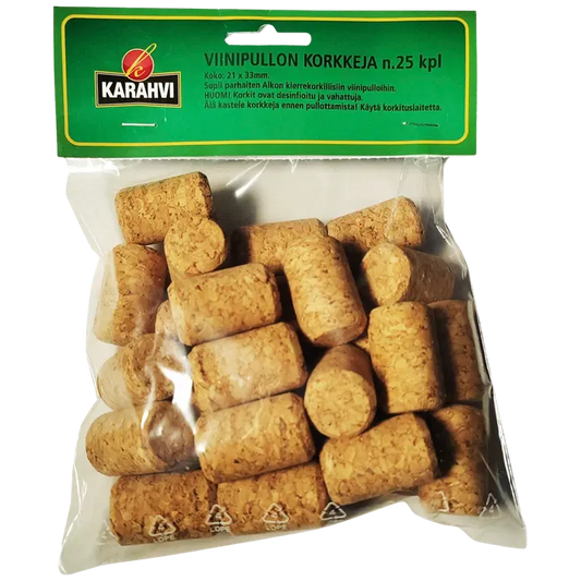 Karahvi Luonnonkorkit 19/23x33mm 25 kpl｜Karahvi 天然瓶盖 19/23x33mm 25 kpl