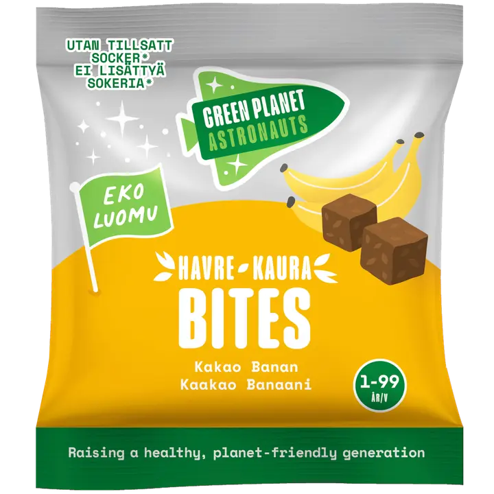 Green Planet Astronauts Luomu Kaurabites Kaakao-Banaani 12kk 25g｜Green Planet Astronauts 有机 Kaurabites 可可香蕉 12 个月 25g