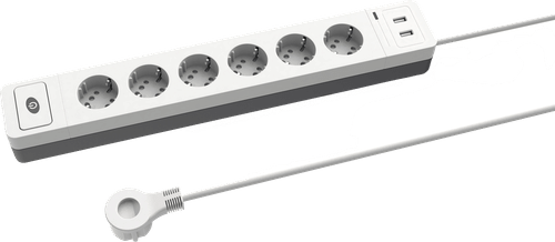 Gelia 6+2位混合延长线 1.4米 6个Schuko/12个Euro+2个USB-A 带开关 白色