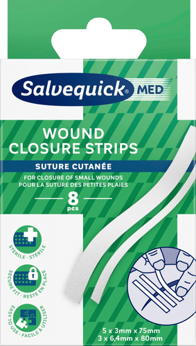 Salvequick MED伤口闭合条无菌伤口闭合胶带（2种尺寸） 8kpl