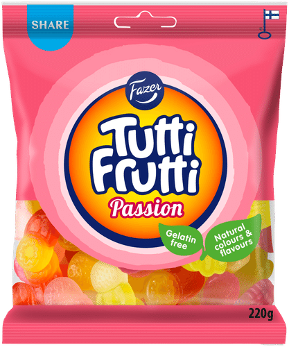 Fazer Tutti Frutti Passion糖果袋 220g｜Fazer Tutti Frutti Passion karkkipussi 220g