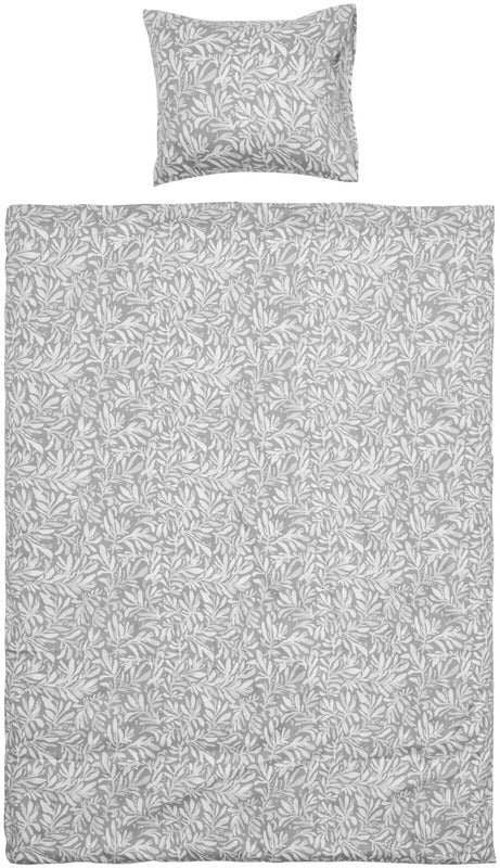 Pentik Hetki 被套套装 150x210 厘米 + 50x60 厘米 叶子 灰色｜Pentik Hetki pussilakanasetti 150x210 cm + 50x60 cm lehti harmaa