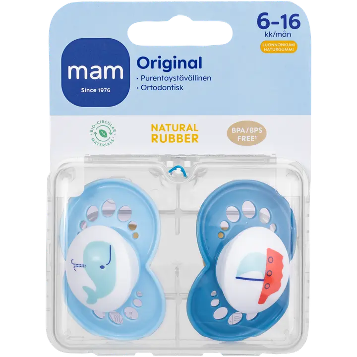 MAM Original 6-16kk luonnonkumi 2kpl tutti｜None MAM Original 6-16 个月天然橡胶 2 件装奶嘴