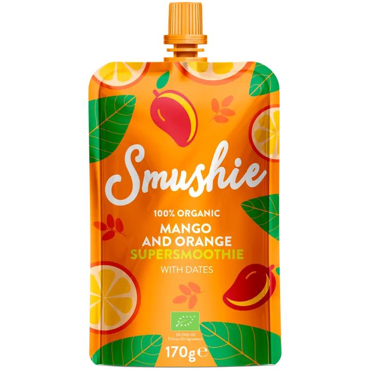 Smushie luomu mango appelsiini taateli smoothie 170g｜Smushie 有机芒果橙枣冰沙 170g