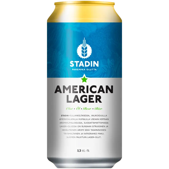 Stadin Panimo Oy Stadin American Lager 5,3% 0,44l｜Stadin Panimo Oy Stadin 美国拉格饮品 5.3% 0,44l