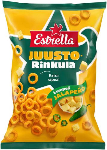 Estrella 奶酪圈 温和墨西哥辣椒 200g｜Estrella Juusto Rinkula Lempeä Jalapeno 200g