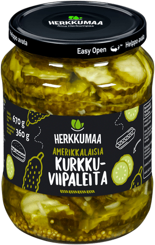 Herkkumaa 美式酸黄瓜片 670/360g
