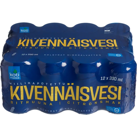 12 x Kotimaista Hiilihapotettu kivennäisvesi sitruuna 0,33l｜Kotimaista 12 x 国产碳酸矿泉水柠檬 0,33l