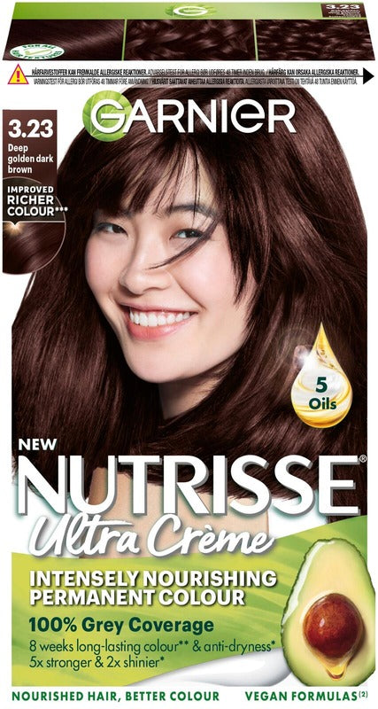 Garnier Nutrisse Ultra Creme 3.23 深金棕 1kpl｜Garnier Nutrisse Ultra Creme 3.23 Deep Golden Dark Brown Tumma Kullanruskea kestoväri 1kpl