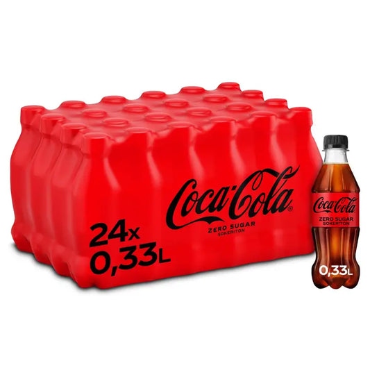 24-pack Coca-Cola Zero Sugar virvoitusjuoma muovipullo 0,33 L｜Coca-Cola 24 件装可口可乐零糖软饮料塑料瓶 0,33 L