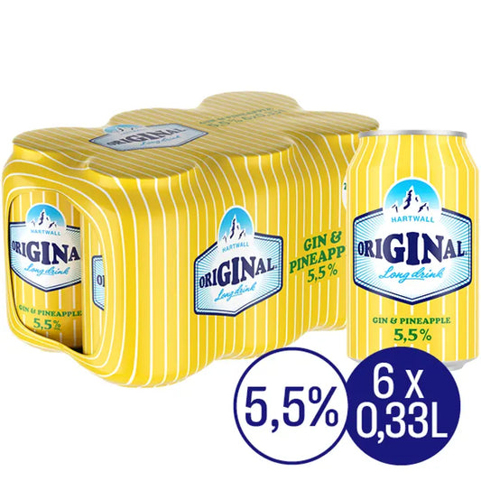 6 x Hartwall Original Long Drink Pineapple 5,5% 0,33 l｜Hartwall Original Long Drink 6 x Hartwall 原味长饮菠萝 5.5% 0,33 l