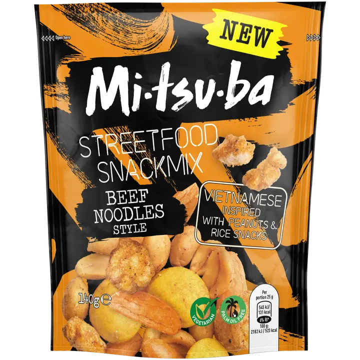 Mitsuba Streetfood Beef Noodles Pähkinäsekoitus 140g-Mitsuba 街头小吃牛肉面坚果混合 140g