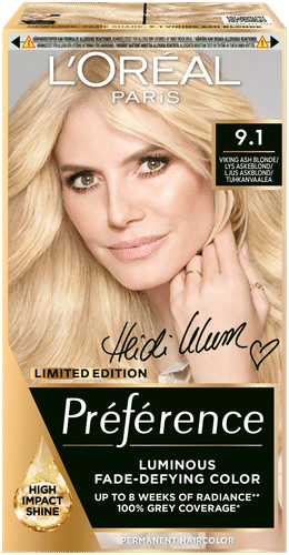 L'Oréal Paris Préférence Kestoväri Hiuksille normaaleille hiuksille 9.1 Viking Ash Blonde 1 pc
