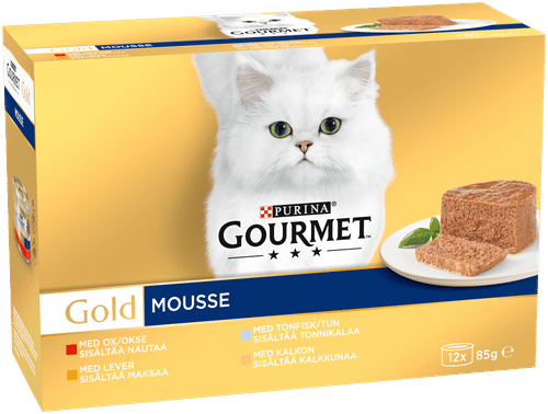 PURINA GOURMET Gold Lajitelma Mousse Kissan märkäruoka 12x85g