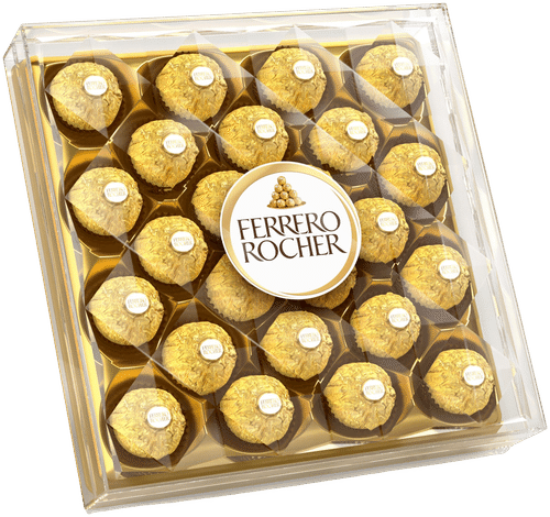 Ferrero Rocher Diamantata maitosuklaalla ja hasselpähkinärouheella kuorrutettu rapea vohvelierikoisuus sisällä kokonainen hasselpähkinä hasselpähkinäkreemissä 24pcs/300g