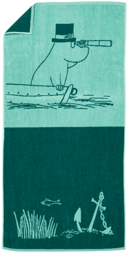 Moomin Arabia 姆明浴巾 70x140 姆明爸爸 蓝绿 GOTS