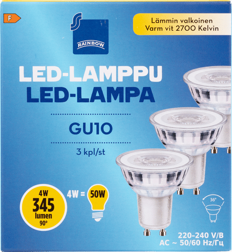 Rainbow LED射灯 4W GU10 2700K 345lm 3kpl