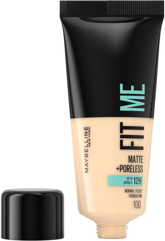 Maybelline 纽约Fit Me哑光无瑕粉底液 100 Warm Ivory 30ml｜Maybelline New York Fit Me Matte+Poreless -meikkivoide 100 Warm Ivory 30ml