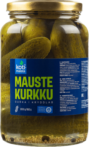 Kotimaista 1650/850 g kokonaisia kurkkuja mausteliemessä